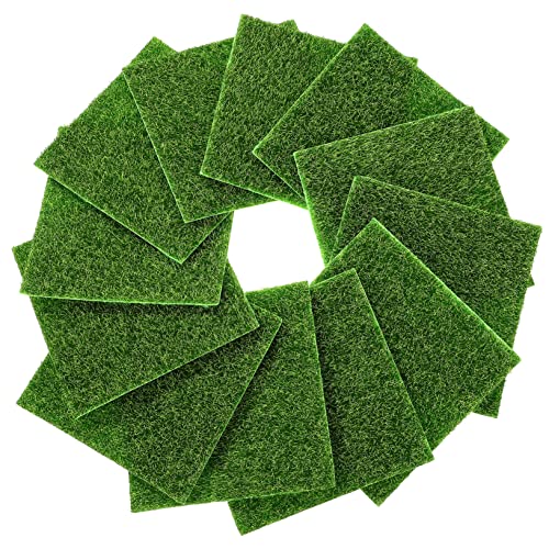 GARIOUANS 12 Stück Kunstmoos Simulation Fake Gras für Terrasse Rasen Mikro Landschaft Dekoration Wasserdurchlässig und Wetterfest für DIY Projekte Miniatur Ornamente und Heimdekoration von GARIOUANS