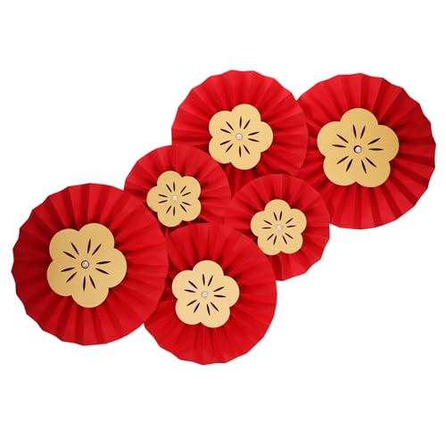 GARIOUANS 12 Stück Teiliges Papierfächer Deko Rot Partyhänger Festliche Papierblumen Aufhängen Hochzeit Geburtstagsdeko Bastelpapier Fenster Wanddeko von GARIOUANS