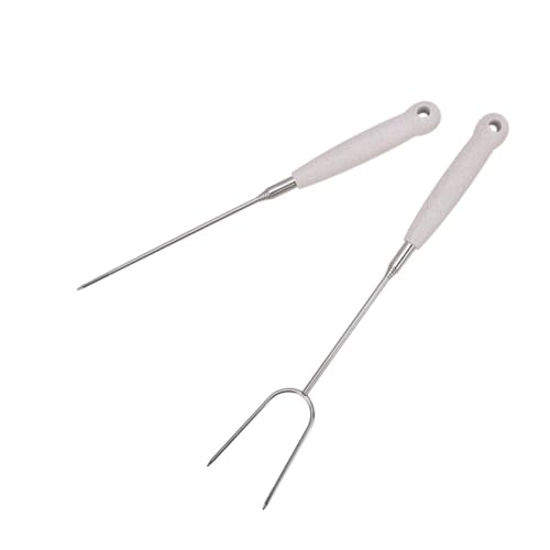GARIOUANS 2 STÜCK Teiliges Teleskop Grillbesteck aus Rostfreiem Edelstahl Flexible Barbecue Gabeln mit Einzelner und Doppelter Zinkenform Langlebige Bbq Werkzeuge für Camping und Outdoor von GARIOUANS