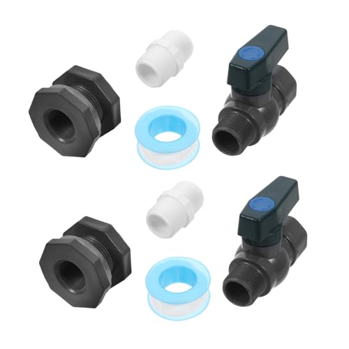 GARIOUANS 2 Sätze Teiliges Regentonnen Wasserhahn aus Robustem PVC mit Anschluss Installieren Wetterbeständig Inklusive Schlauchadapter und Dichtband für Gartenbewässerung Landwirtschaft von GARIOUANS