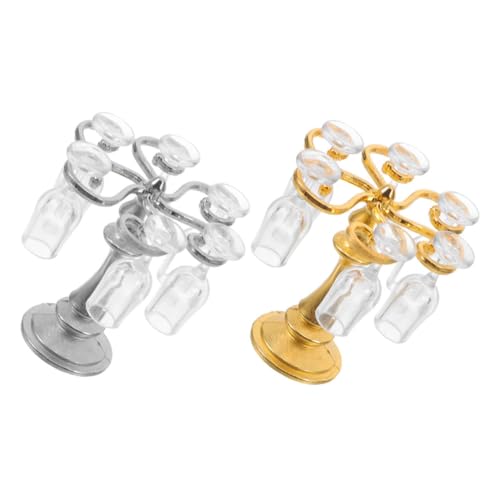 GARIOUANS 2 Sets Miniatur Weinregal Modell Mini Trinkbecher Organizer Miniatur Esstisch Landschaft Küchendekor Hängeregal Mini Weinflaschenhalter Kunststoff von GARIOUANS