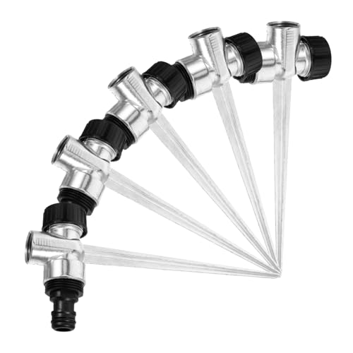 GARIOUANS 2 Stück Automatischer Gartensprinkler mit Teiligem Robustem Kunststoff Erdspieß für Große Rasenflächen Verbesserte Bewässerungseffizienz durch Koppelbare Sprinklerhalter von GARIOUANS