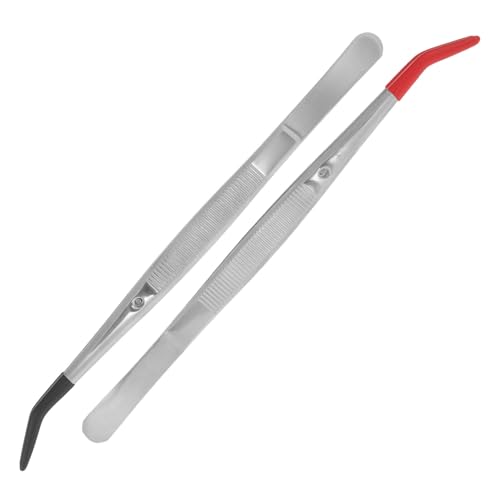 GARIOUANS 2 Stück Edelstahl Briefmarken Pinzetten Gebogene Präzisions zangen für Briefmarkensammler Ergonomisch nicht Magnetisch Langlebig für Bastelarbeiten und Falsche Wimpern von GARIOUANS