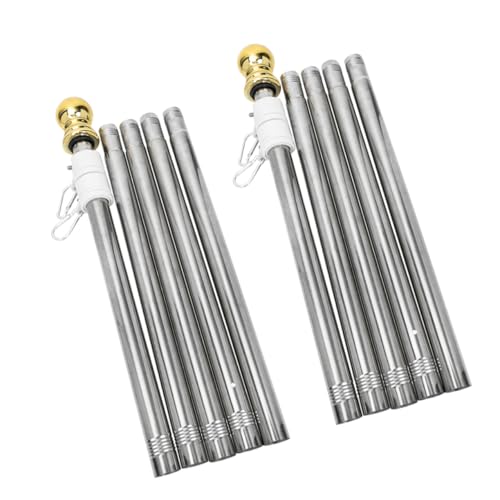 GARIOUANS 2 Stück Edelstahl Rotierender Fahnenmast Teilig Wetterfest für Outdoor mit Wickel Ring Einfache Vielseitig Einsetzbar von GARIOUANS