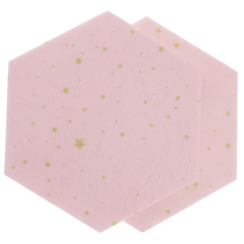 GARIOUANS 2 Stück Hexagon Filz Pinnwand Dicke Selbstklebende Memo Boards Wanddeko DIY Fotohintergrund Rosa Sternenmuster für Kinderzimmer Büro Bereich von GARIOUANS