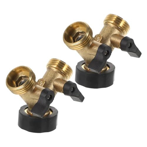 GARIOUANS 2 Stück Messing Gartenschlauch Verteiler Y Form Schnellanschluss mit Einstellbarem Durchfluss Wasserhahn Adapter für Garten und Wasserschläuche Robuste Verbindung von GARIOUANS