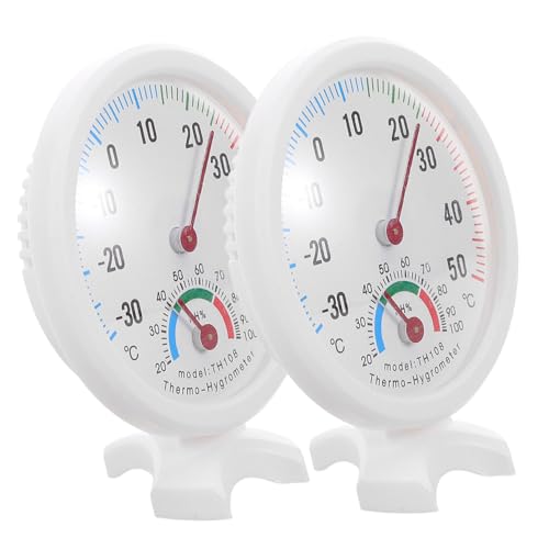 GARIOUANS 2 Stück Mini Analog Hygrometer Thermometer Kleines Rundmessgerät für Innenräume Kühlschrank und Luftbefeuchter Präzise Temperatur und Feuchtigkeitsanzeige Benutzerfreundlich und von GARIOUANS
