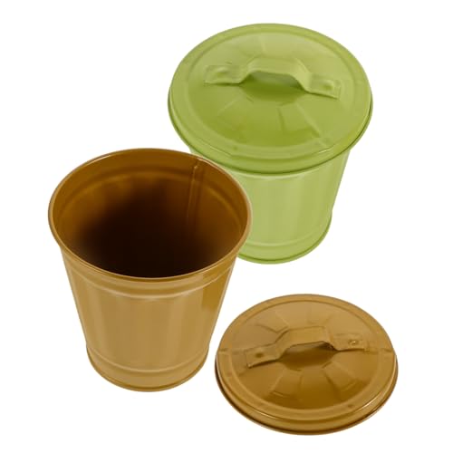 GARIOUANS 2 Stück Niedlicher Mini Mülleimer mit Deckel aus verzinktem Metall Vielseitiger Desktop Abfalleimer Stifthalter und Aufbewahrungsbehälter für Wohnzimmer Schlafzimmer und Büro GARIOUANS 2 Stück Niedlicher Mini Mülleimer mit Deckel aus verzinktem Metall Vielseitiger Desktop Abfalleimer Stifthalter und Aufbewahrungsbehälter für Wohnzimmer Schlafzimmer und Büro von GARIOUANS