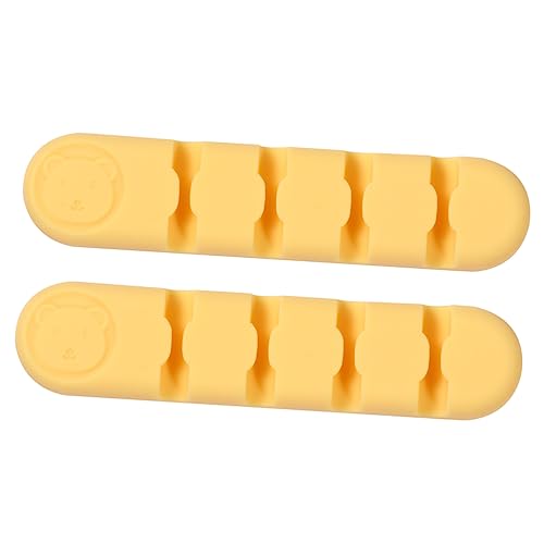 GARIOUANS 2 Stück Selbstklebende Silikon Kabelclips Kabelorganizer für Schreibtisch Flexibler Kabelhalter zur Kabelverwaltung Gelb für USB und Audiokabel Einfache Montage Glatten von GARIOUANS