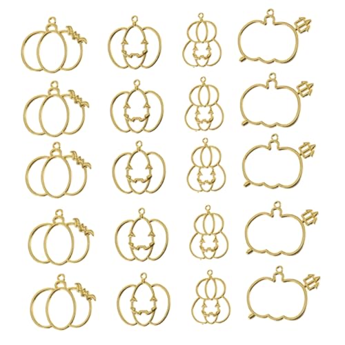 GARIOUANS 20 Stück Teiliges DIY Halloween Schmuckset mit Uv Resin Pumpkin Anhängern Rostfreie Metallrahmen Dekorative Kürbisrahmen für Basteln Langlebig und Geruchsarm für Haus und von GARIOUANS