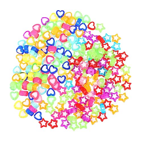 GARIOUANS 200Stücke Acryl Perlen Bunte Herz und Stern Formperlen für DIY Schmuck für Armbänder und Bastelprojekte Verschiedene Designs Packung von GARIOUANS