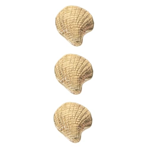 GARIOUANS 3 Stück Kleine Messing Schrankknöpfe Muschelform Dekorative Möbelgriffe für Küche Schlafzimmer Büro Einfache Montage Kompakt und Sicher für Kommoden Schränke von GARIOUANS