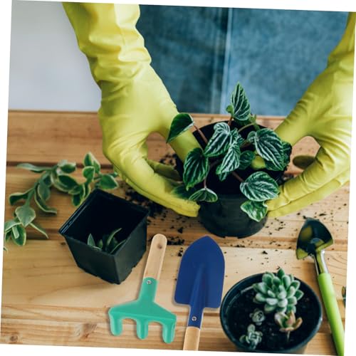 GARIOUANS 3 Stück Teiliges Gartengeräte Set mit Holzgriff Robuste Metall Schaufel und Rechen Buntes Kindergarten Gartenwerkzeug für Spielerisches Pflanzen und Gemeinsames Zufällige Farbe von GARIOUANS