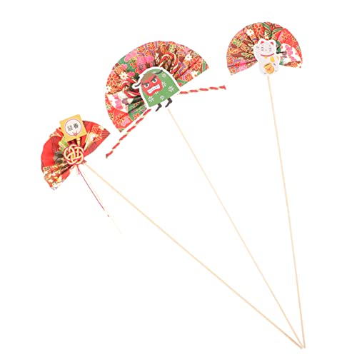 GARIOUANS 3 Teiliges Fächer Blumenschild Arrangement Fächerförmiger Pick Blumenstab Fächerförmige Deko Blumen Sushi Teller Fächerförmige Blumendekoration von GARIOUANS