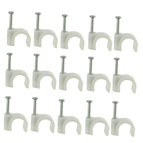 GARIOUANS 300 Stück Teiliges Runde Kunststoff Kabelclips mit Nägeln Kabelhalter für Ethernet Tv Lautsprecher Weiß Korrosionsbeständig Wetterfest für Zuhause Büro kabelmanagement GARIOUANS 300 Stück Teiliges Runde Kunststoff Kabelclips mit Nägeln Kabelhalter für Ethernet Tv Lautsprecher Weiß Korrosionsbeständig Wetterfest für Zuhause Büro kabelmanagement von GARIOUANS