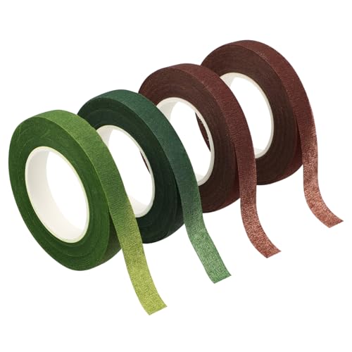 GARIOUANS 4 Rollen Floristenband Mixfarben Dunkelgrün Selbstklebendes Blumenband für Blumensträuße Stielwickel DIY Floristik Kreppband von GARIOUANS
