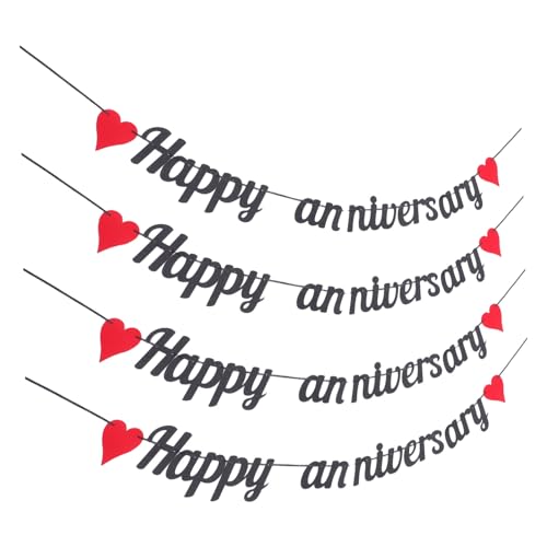 GARIOUANS 4 Stück „Happy Anniversary“ Girlande Hochzeitstags Banner Schild Party Dekorationen Romantische Hochzeit Liebesherz Hängende Party Dekoration Für Feiern GARIOUANS 4 Stück „Happy Anniversary“ Girlande Hochzeitstags Banner Schild Party Dekorationen Romantische Hochzeit Liebesherz Hängende Party Dekoration Für Feiern von GARIOUANS