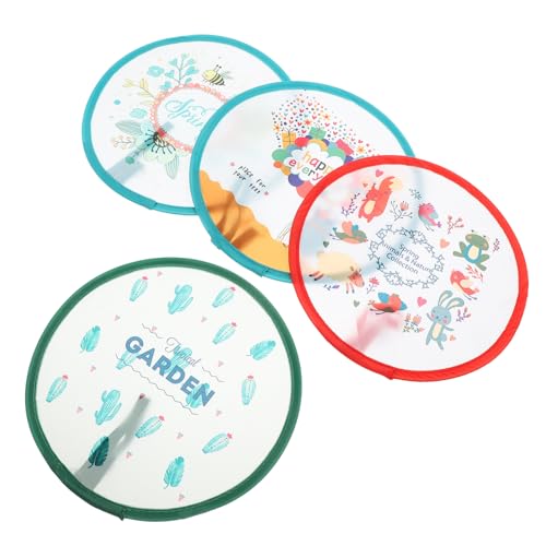 GARIOUANS 4 Stück Faltbare Runde Handfächer Lustige Cartoon Designs für Tragbar und Leicht für Tanz Fotografie und Sommerreisen Mini für Unterwegs von GARIOUANS