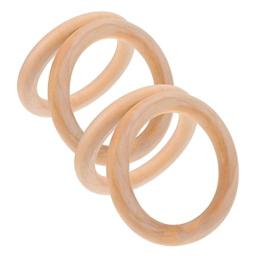 GARIOUANS 4 Stück Holzringe Runde Dekorative Hängehaken Handgriffe für Handtaschen und DIY Projekte Hochwertigem Holz für Kreative Bastelarbeiten von GARIOUANS