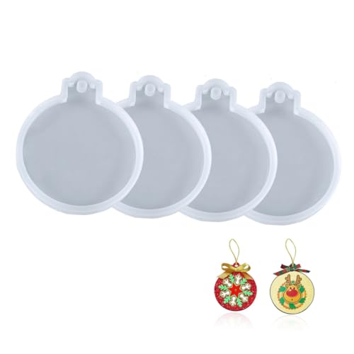 GARIOUANS 4 Stück Silikonform Rund für DIY Weihnachtsanhänger Epoxidharz Gießform Dekorativ Transparent Langlebig Reißfest zum Basteln und Geschenke Machen von GARIOUANS