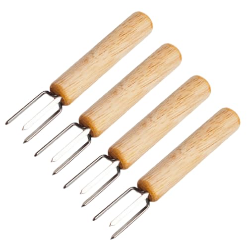GARIOUANS 4 Stück Teiliges Maiskolben gabeln mit Holzgriff Tragbare Bbq Spieße für Fleisch und Obst Praktische Snacks und Fingerfood Halter für Grillabend und Familienessen von GARIOUANS