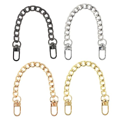 GARIOUANS 4 Stück Teiliges Metallflachkette Langlebiger Taschenriemen Schultergurt Ersatz für Handtaschen mit Dekorativen Hautfreundlichen Haken Gold Silber Dunkelgrau Hellgold von GARIOUANS
