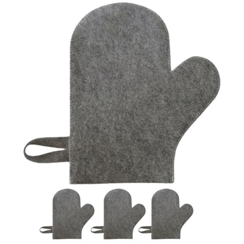 GARIOUANS 4 Stück Teiliges Sauna Handschuhe Filz Wasserabsorbierende Exfoliationshandschuhe für Spa Sauna Hitzeschutz für Hände für Wellness und Reisen von GARIOUANS