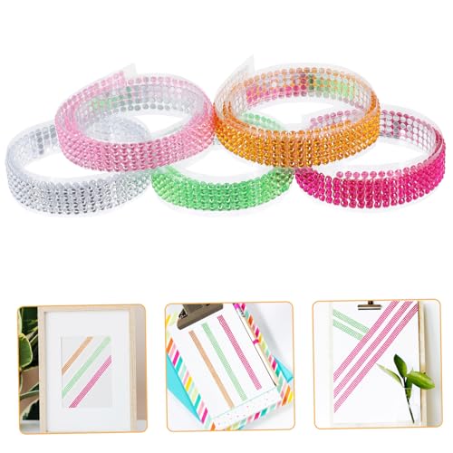 GARIOUANS 5 Rollen Selbstklebendes Strassstein dekoband Acrylhaltig Stark Haftend Funkelnd Bunt für DIY Bastelarbeiten Schmuck Handyzubehör Verzierung von GARIOUANS