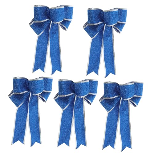 GARIOUANS 5 Stück Glitzernde Weihnachtsbaum Schleifen aus Robustem Stoff Vorgefertigte Knotenbänder in Blau Vielseitige Christbaumschmuck Deko für Geschenke Türen und Festliche GARIOUANS 5 Stück Glitzernde Weihnachtsbaum Schleifen aus Robustem Stoff Vorgefertigte Knotenbänder in Blau Vielseitige Christbaumschmuck Deko für Geschenke Türen und Festliche von GARIOUANS