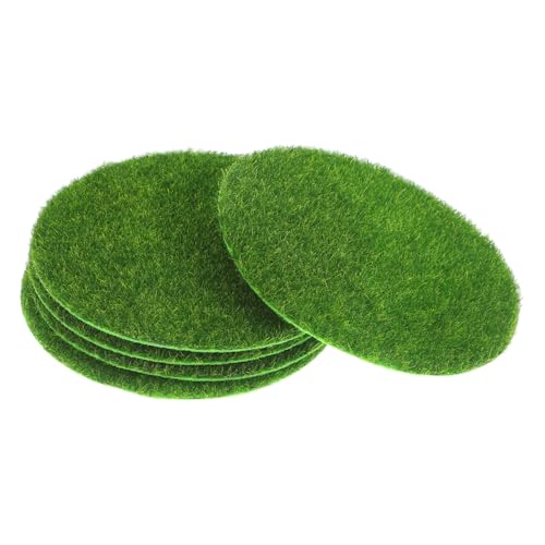 GARIOUANS 5 Stück Teiliges Künstliches Moos Rund Dekoratives Bastelmoos für Mikrolandschaften und Sukkulenten Pflegeleichtes Grünes Deko Element für Innenräume Fake Grass Patio Centerpiece von GARIOUANS