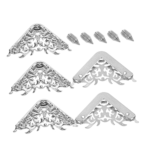 GARIOUANS 5 Stück Eckenschutz Für Taschenkanten Metall Dekorative Schnallen Taschen Zubehör Für Schmuckschatullen Selbstgemacht Bastelarbeiten Weiß von GARIOUANS