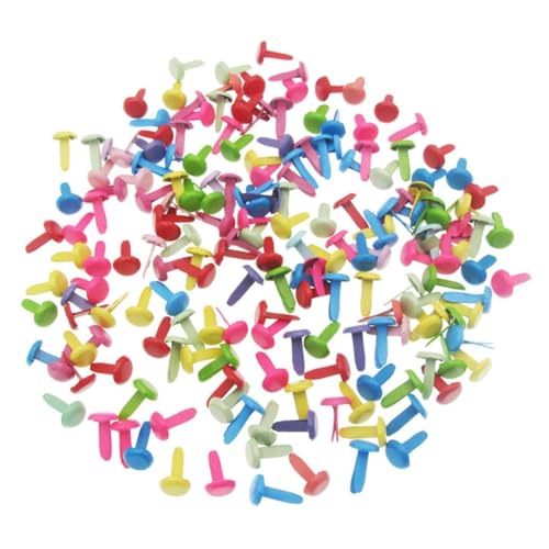 GARIOUANS 500 Stück Bunte Mini Rundzweibein nägel Farbige Bastelmaterialien Praktische Papierbefestigungen für Scrapbooking und DIY Handwerk Zufällige Farbmischung von GARIOUANS