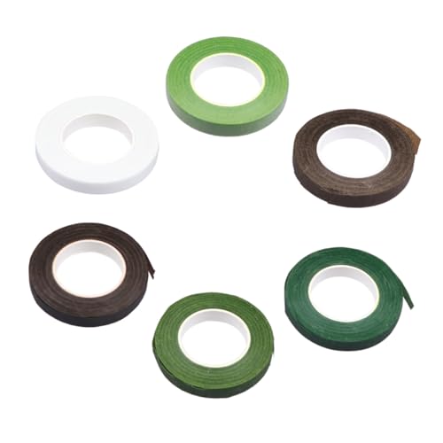 GARIOUANS 6 Rollen Teiliges Floristenband Selbstklebend Blumendekoration und Stielwickelband für DIY Blumenarrangements Geschenkverpackung Basteln und Kreative Floristik von GARIOUANS
