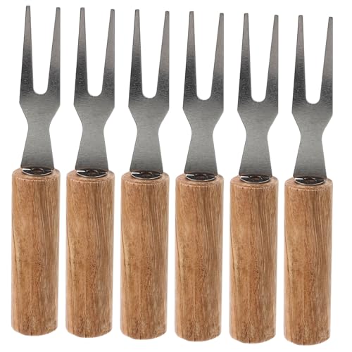 GARIOUANS 6 Stück Teiliges Bbq Grillgabel mit Holzgriff Wiederverwendbare Maiskolbenhalter für Grillen Picknick und Bbq Vielseitige Fleisch und Obstgabeln für Sicheres Halten Heißer Speisen von GARIOUANS