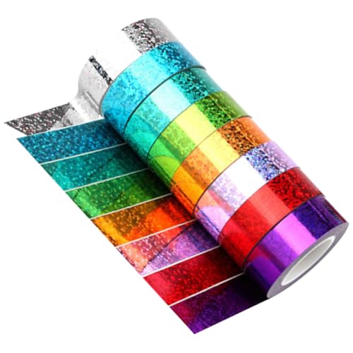 GARIOUANS 8 Rollen Hochviskoses Teiliges Stoffklebeband Farbenfrohes Glänzendes Dekorativband für DIY Scrapbooking Geschenkverpackung Bastelarbeiten und Kreative Gestaltung von GARIOUANS