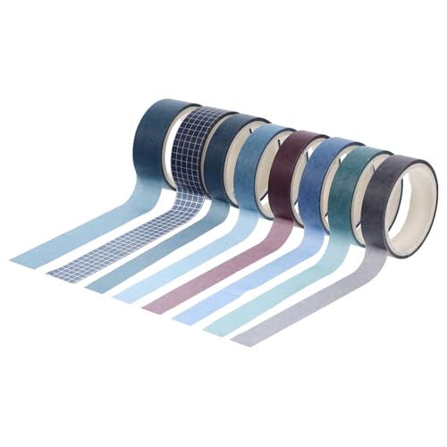 GARIOUANS 8 Rollen Washi Tape mit Einfachem Muster Handreißbar Dekoratives Klebeband für DIY Basteln Geschenkverpackung und Scrapbooking Purpurblau für Planer Tagebuch und Album von GARIOUANS