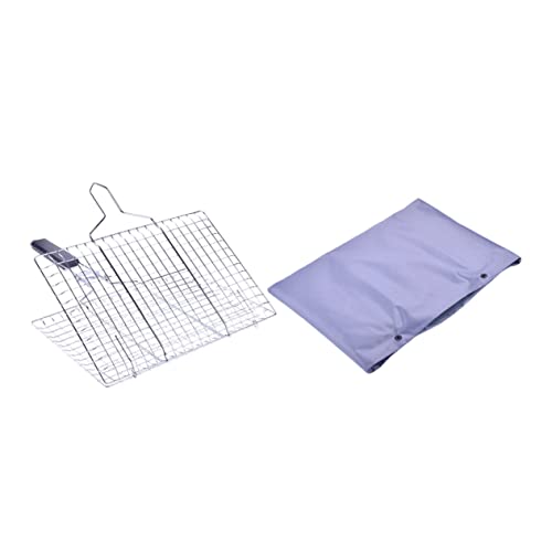 GARIOUANS BBQ Grillnetz Grillzubehör Leicht Rostfrei Grillkorb zum Fisch und Gemüsegrillen mit Aufbewahrungstasche für Picknick und Outdoor Grillspaß von GARIOUANS