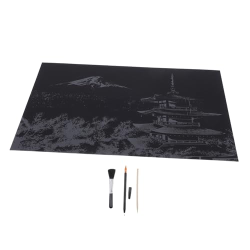 GARIOUANS DIY Kratzbild Teilig mit Japan Mount Fuji Nachtmotiv Bamboo Stab Vergoldetem Kratzstift und Schwarzem Pinsel Farbenfrohes Kratzbild Malen für Kreative Wanddekoration und GARIOUANS DIY Kratzbild Teilig mit Japan Mount Fuji Nachtmotiv Bamboo Stab Vergoldetem Kratzstift und Schwarzem Pinsel Farbenfrohes Kratzbild Malen für Kreative Wanddekoration und von GARIOUANS