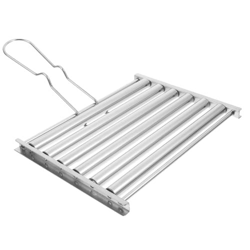 GARIOUANS Edelstahl Grillroller mit Wurstzange Tragbares BBQ Rolling Rack für Outdoor Camping und Picknick Rutschfester Grillkorb für Bratwürste Gemüse und Fleisch Praktisches Grillzubehör von GARIOUANS