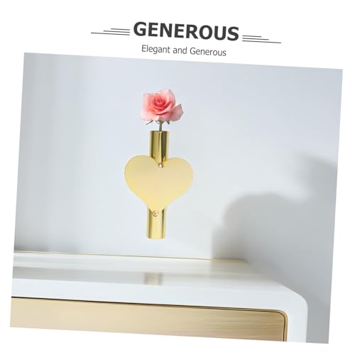 GARIOUANS Eisen Wandvase Herzform Goldfarbig Wanddekoration zum Hängen für Blumen und Rosen Deko Langlebig für Wohnzimmer Schlafzimmer Küche und Festlichkeiten Geeignet von GARIOUANS