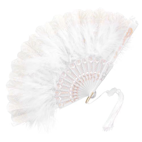 GARIOUANS Federfächer Handfächer mit Gestickter Blume Faltbarer Vintage Handventilator für Frauen Eleganter Handventilator für Hochzeiten Tanz Kostüm und Dekoration GARIOUANS Federfächer Handfächer mit Gestickter Blume Faltbarer Vintage Handventilator für Frauen Eleganter Handventilator für Hochzeiten Tanz Kostüm und Dekoration von GARIOUANS