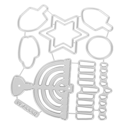 GARIOUANS Hanukkah Metall-schneidemaschine Dekorative Stanzform Aus Metall Für Scrapbooking DIY-projekte Effektive Bastelschablone Mit Hanukkah-Elementen Robust Und Einfach Zu Bedienen Für f von GARIOUANS