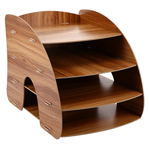 GARIOUANS Holz Bücherregal für Schreibtisch Mehrschichtiger Büro Organizer Platzsparendes Ablagesystem für Unterlagen und Büromaterialien Stabiler Aufbewahrungsständer aus Holz von GARIOUANS