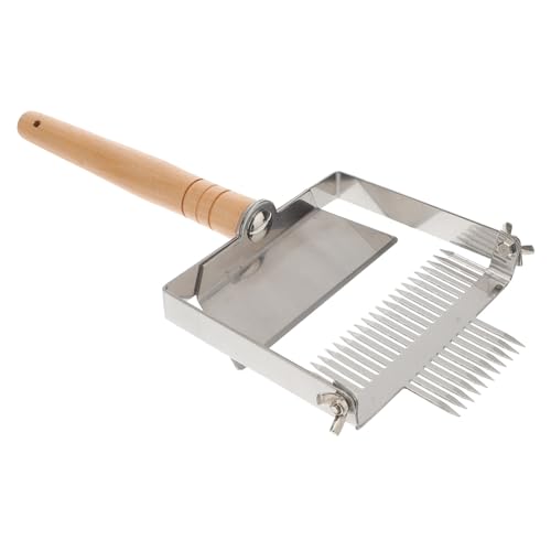 GARIOUANS Honey Rake mit Edelstahl Schaber Zweiköpfige Bienenfreundliche Honigschaber Gabel mit Robustem Holzgriff Leichtes Imkereiwerkzeug zur Honigernte und Reinigung von GARIOUANS