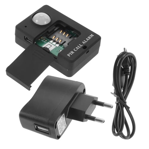 GARIOUANS Infrarot Bewegungsmelder Alarm GSM Sicherheitsalarm für Lager Werkstatt Haus Erkennung Reichweite mit LED Anzeige und Automatischem Anruf bei Bewegung Schwarzes Design Eu Stecker von GARIOUANS