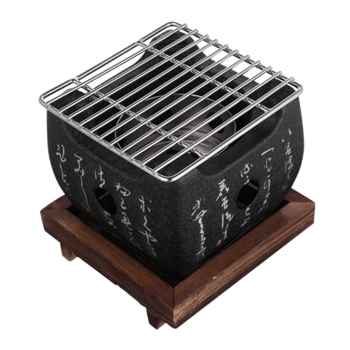 GARIOUANS Japanischer Barbecue Grill aus Kompakter Langlebiger Holzkohlegrill mit Holzunterlage Rutschfest und Belüftet als für Grillfans für Heimgebrauch von GARIOUANS