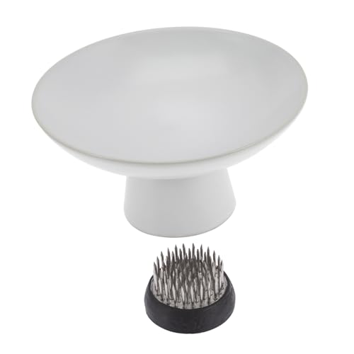 GARIOUANS Keramik Blumensteckigel mit Edelstahl Basis Langlebiger Blumenhalter für Kreative Blumendekoration Geeignet für Tisch Wohnzimmer und Balkon Stabiles Fixiersystem für von GARIOUANS