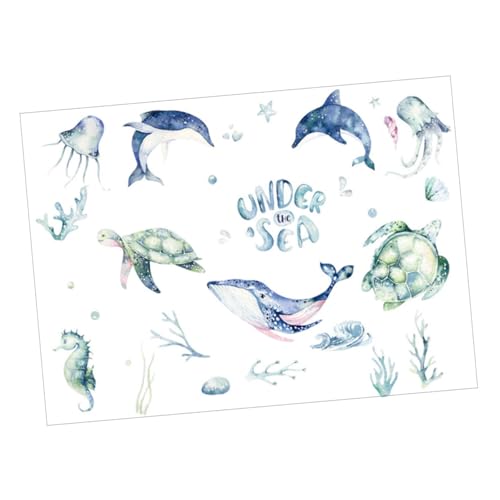 GARIOUANS Leben Wandsticker Handgemalt Wasserfarben Delfin Wal Schildkröte PVC Langlebige Wanddeko für Kinderzimmer und Wohnzimmer Unterwasserwelt Deko von GARIOUANS