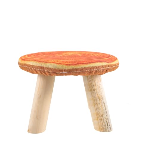 GARIOUANS Massiver Holz Kinderhocker Rund mit Niedlichem Design rutschfest Leicht und Sicher als Kleiner Sitzhocker für Kinderzimmer und Bad Abwaschbarer Bezug Vielseitig Einsetzbar von GARIOUANS