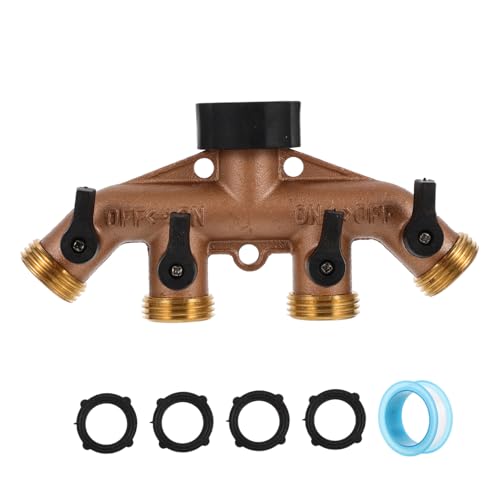 GARIOUANS Messing Wasserhahn Verteiler mit Kugelhahn Robuster Gartenschlauch Adapter für Gleichzeitigen von Schläuchen Langlebiger Wasserverteiler für Gartenbewässerungssysteme GARIOUANS Messing Wasserhahn Verteiler mit Kugelhahn Robuster Gartenschlauch Adapter für Gleichzeitigen von Schläuchen Langlebiger Wasserverteiler für Gartenbewässerungssysteme von GARIOUANS